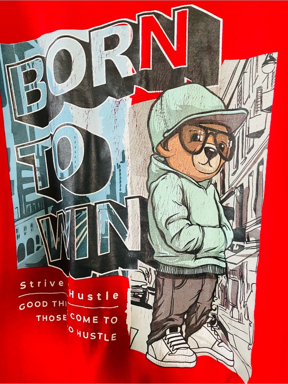 Red Graphic 'Born to Win' T-Shirt